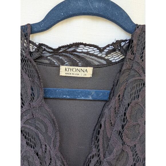 Kiyonna Screen Siren Lace Evening Gown Womens Sz 2X Black Formal Gala Wedding - Picture 4 of 9